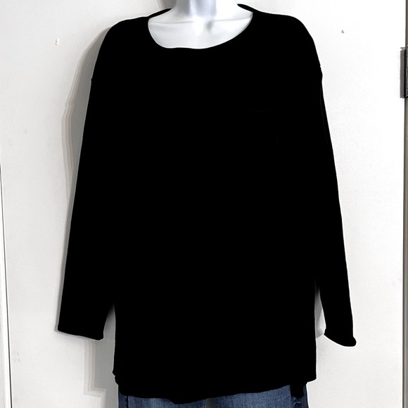 Cable & Gauge Black Front Pocket  sweater, 3/4 Sleeve size Large - Picture 1 of 6